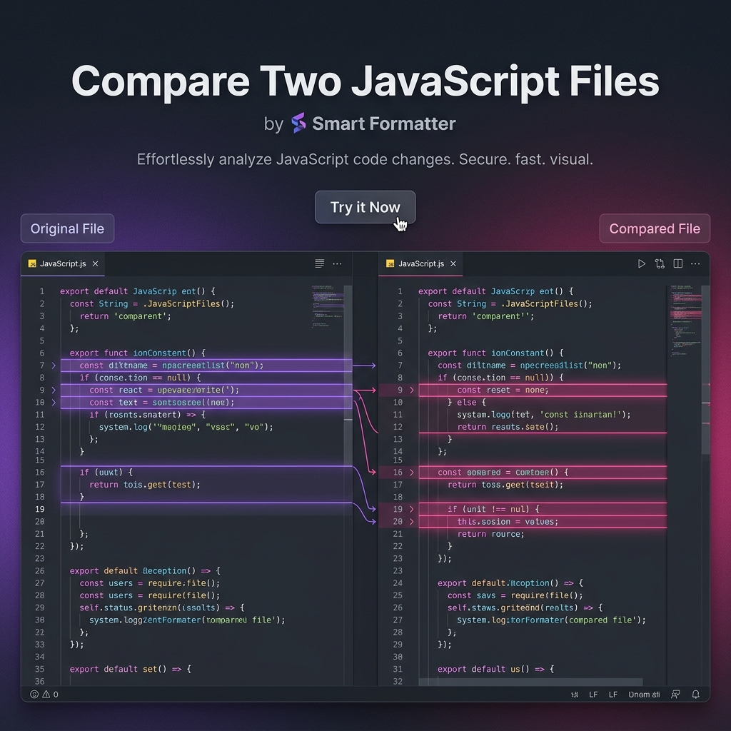 Compare Two JavaScript Files | Free Online Diff Tool